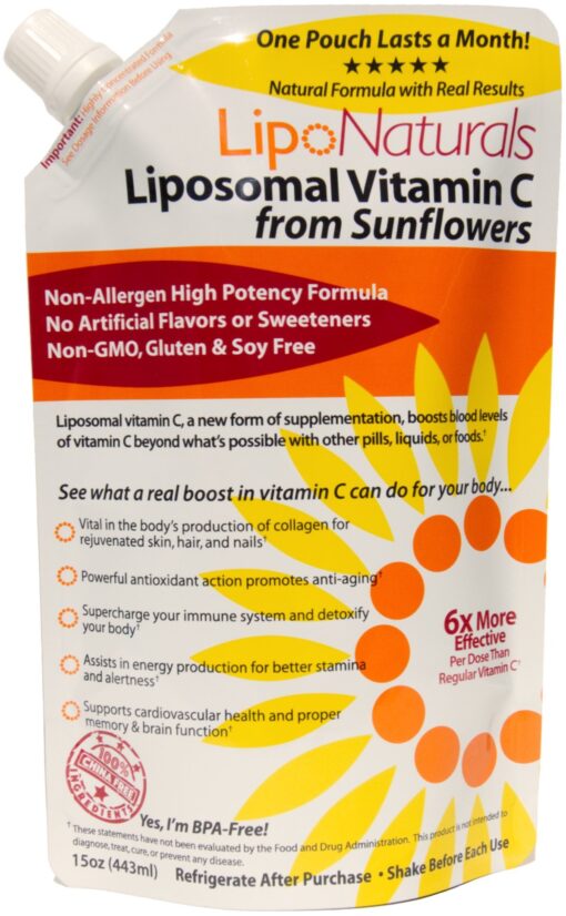 Lipo Naturals Liposomal Vitamin C 1000mg Liquid (30 Doses) - Natural Formula Immunity + Energy Support - Vegan, China-Free (15oz / 443ml) 1