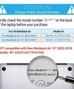 Alternative view of IBENZER Compatible with Old Version MacBook Air 13 Inch Case (2010-2017 Release). Models: A1466 / A1369, Plastic Hard Shell Case with Keyboard Cover for Mac Air 13, Rose Quartz, A1301RQ+1 For Macbook Air 13'' A1466/A1369