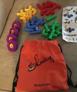 Skoolzy STEM Learning Pipe Tube 29 Piece Toys_and_Games Set, Educational Construction Building Blocks for ADHD & Autism for Baby, Kid Includes Wheels Pipes Joints and eBook 37 81CbzyNXg7L