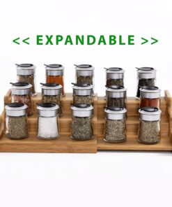 Seville Classics Bamboo Premium Wood 3-Tier Step Shelf Spice & Seasoning Storage Rack Organizer for Kitchen, Cabinet, Countertop, Pantry, Bathroom, Salon, Expandable 8.5"-15" W Expandable 8.5" - 15" W 26 81CdVIicuOL 1