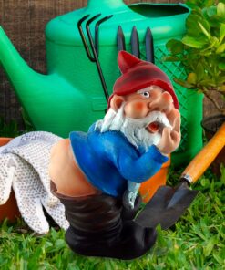 Funny Guy Mugs Middle Finger Gnome Statue - Mooning Gnome - Indoor or Outdoor Garden Gnome Sculpture for Patio, Yard or Lawn - Funny Gnomes Inappropriate Gifts - Naughty Gnomes 14 81CebSTY3CL