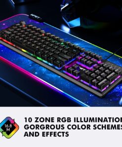 NPET K10 Wired Gaming Keyboard, LED Backlit, Spill-Resistant Design, Multimedia Keys, Quiet Silent USB Membrane Keyboard for Desktop, Computer, PC (Black) Wired RGB 23 81Cer3aF3YL