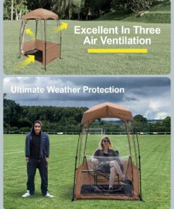 Sports Tent, MioTsukus Instant Weather Proof Pod, Pop Up Bubble Clear View Tent, All Weather Shelter with Extra Top Cover for Soccer, Football, and Other Outdoor Events- 1~4 People 40"l X 46"w X 65"h (1~2 Person) 48 81Cf34VqzhL