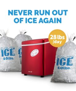 Alternative view of Newair Countertop Ice Maker Machine 28 lbs. of Ice in 24 Hours, Portable Design in Red with 3 Bullet Ice Cube Sizes, Convenient Rapid Ice Production, Insulated Storage