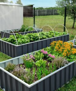 Alternative view of KING BIRD Raised Garden Bed 68"x 36"x 12" Galvanized Steel Metal Outdoor Garden Planter Box Kit with 8pcs T-Type Tags & 2 Pairs of Gloves (Dark Grey) Dark Grey 68"x36"x12"