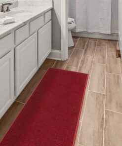 Machine Washable Modern Solid Design Non-Slip Rubberback 3x12 Traditional Runner Rug for Hallway, Kitchen, Bedroom, Living Room, 2'7" x 12', Red Solid Red Runner - 2'7" x 12' 38 81ChIrcA29L