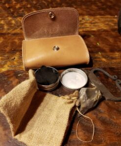 KonvoySG Carbon Steel Fire Striker, English Flint Stone & Char Cloth Traditional Hand Forged Fire Starter, Leather Gift Kit with Emergency Tinder Jute Bag Coyote Brown 17 81CjO0agtUL