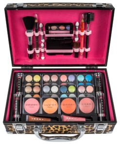 SHANY Carry All Makeup Train Case with Pro Makeup Set, Makeup Brushes, Lipsticks, Eye Shadows, Blushes, Powders, and more - Reusable Makeup Storage - Premium Gift Packaging - Leopard 28 81CjsJFnEGL