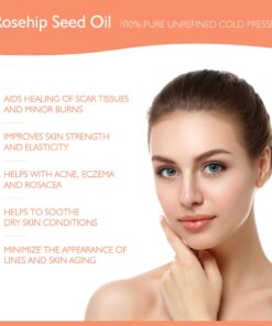 Organic Rosehip Oil – 100% Pure Unrefined Cold Pressed Rosehip Seed Oil - Best Moisturizer for Face, Hair - Great for Fine Lines, Wrinkles, Acne Scars, Sun Damage, Stretch Marks, Eczema, Psoriasis 4 Fl Oz (Pack of 1) 26 81ClUO1NxL