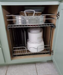 Rev-A-Shelf 5WB2-1822-CR 18 x 22 Inch Two-Tier Kitchen Organization Cabinet Pull Out Storage Wire Basket, Chrome 18 in 48 81ClvfzzGyL