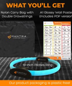 Pilates Ring Circle, Fitness Ring Magic Circle Pilates Ring 13 Inch, Inner Thigh Exercise Equipment for Women, Thigh Master Pilates Equipment for Home Workout, Pelvic Floor Muscle Trainer Power Kit Turquoise (For Heights 5'0" - 5'9") 17 81CmLzzaHnL