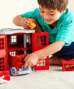 Alternative view of Green Toys Fire Station Playset - 8 Piece Pretend Play, Motor Skills, Language & Communication Kids Role Play Toy. No BPA, phthalates, PVC. Dishwasher Safe, Recycled Plastic, Made in USA.