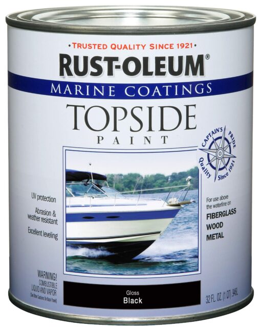 Rust-Oleum, Black, 207006 Marine Topside Paint, 1-Quart, 32 Fl Oz (Pack of 1) 32 Fl Oz (Pack of 1) Marine Topside Enamel Paint