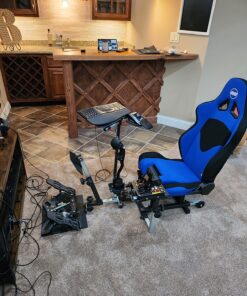 OpenWheeler GEN3 Racing Wheel Stand Cockpit Blue on Black | Fits All Logitech G923 | G29 | G920 | Thrustmaster | Fanatec Wheels | Compatible with Xbox One, PS4, PC Platforms 50 81CrRwt7CL