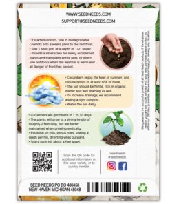 Seed Needs, Lemon Cucumber Seeds - 50 Heirloom Seeds for Planting Cucumis sativus - Fresh Yellow Fruits to Slice and Snack, Non-GMO & Untreated (1 Pack) 1 Pack (50 Seeds) 8 81CtW8GQ8HL