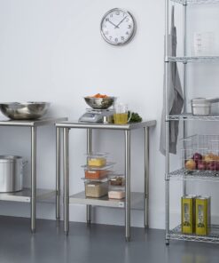 Alternative view of TRINITY EcoStorage Heavy Duty Stainless Steel Kitchen Prep Table with Adjustable Shelf for Commercial and Industrial Use, NSF Certified, 200 lb Capacity, 24”W x 24”D x 35”H 24 in