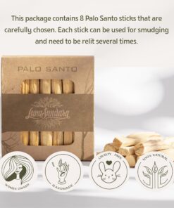 Luna Sundara Organic Wild Harvested Palo Santo Smudging Sticks from Ecuador Select High Resin Natural Incense Sticks Sustainable Packaging 8 Aromatic Sticks for Peace and Tranquility Bursera Graveolens Wood 25 81CwYDUobWL