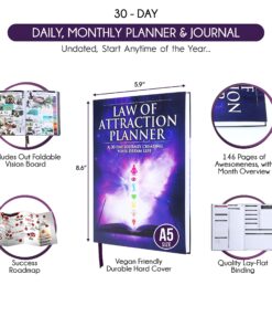 Alternative view of Law of Attraction Life & Goal Planner - A 30 Day Journey Creating Your Dream Life - Personal Gratitude Journal, Week Success Planner, and Stickers Purple (30-day)