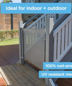 Perma Child Safety Indoor/Outdoor Retractable Baby Gate 33" Tall, Extends to 71" Wide, Gray Gray V1 33" Tall x 71" Wide 29 81D0L3IS YL