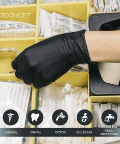 AMMEX Black Nitrile Exam Gloves, Box of 100, 3 Mil, Size Large, Latex Free, Powder Free, Textured, Disposable, Non-Sterile, Food Safe, ABNPF46100BX Large (Pack of 100) Beaded Cuff 20 81D10HfuANL