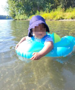 Free Swimming Baby Inflatable Baby Swim Float with Sun Canopy Size Improved Infant Pool Floaties Swimming Pool Toys for The Age of 3-72 Months(Blue, L) Blue Large 27 81D3NvdwtOL