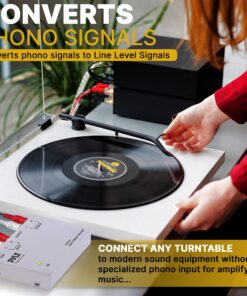 Pyle Phono Turntable Preamp - Mini Electronic Audio Stereo Phonograph Preamplifier with RCA Input, RCA Output & Low Noise Operation Powered by 12 Volt DC Adapter (PP444),Gray Basic model 27 81D3Zv61Z7L