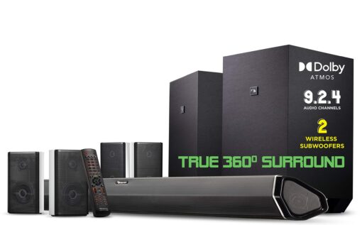 Nakamichi Shockwafe Ultra 9.2.4 Channel 1000W Dolby Atmos/DTS:X Soundbar with Dual 10" Subwoofers (Wireless) & 4 Rear Surround Speakers. Enjoy Plug and Play Explosive Bass & High End Cinema Ultra 9.2 DTS-X/Atmos