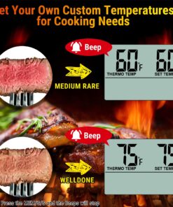ThermoPro TP-16 Large LCD Digital Cooking Food Meat Smoker Oven Kitchen BBQ Grill Thermometer Clock Timer with Stainless Steel Probe Light Silver 24 81D59IcT91L