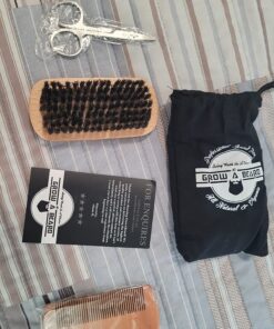 Beard Brush for Men & Beard Comb Set w/Mustache Scissors Grooming Kit, Natural Boar Bristle Brush, Dual Action Wood Comb, and Travel Bag Great for Christmas Gift (Bamboo) Bamboo 56 81D5zLyAZNL 1