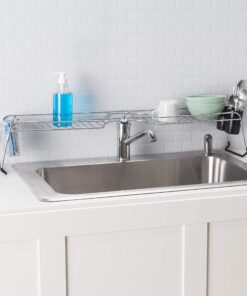 Home Basics Over Sink Shelf, (Chrome) Steel Over The Kitchen Sink Organizer for Soap, Sponges, Scrubbers, and More | with Cutlery Holder 24 81D662NL4oL
