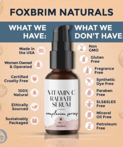 Vitamin C Face Serum - Anti Aging & Brightening Facial Serum - With Hyaluronic Acid Gotu Kola & Jojoba Oil - Natural & Organic - Foxbrim Naturals 1oz Vitamin C Serum 12 81D76q8UsNL