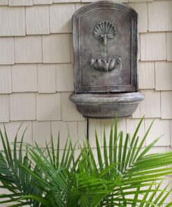 Sunnydaze Seaside 27-Inch Polystone Outdoor Wall Fountain - Electric Submersible Pump - Florentine Stone Finish 21 81D7JyVT1mL