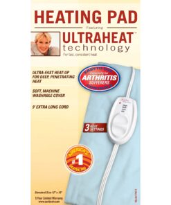 Sunbeam Heating Pad for Pain Relief | Standard Size Ultra Heat, 3 Heat Settings | Light Blue, 12 Inch x 15 Inch UltraHeat, 12 x 15 28 81D8yJSD L