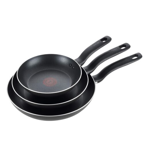 T-fal Specialty Nonstick Fry Pan Set 3 Piece, 8, 9.5, 11 Inch Oven Safe 350F Cookware, Pots and Pans, Dishwasher Safe Black 3-Piece