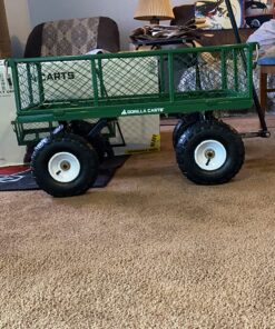 Gorilla Carts GOR400-COM Steel Garden Cart, Steel Mesh Removable Sides, 3 cu ft, 400 lb Capacity, Green 36 81D99rrIl5L