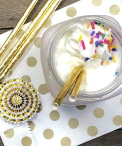 Gold Foil Paper Straws - Christmas Holiday Wedding Anniversary Party Supply - 7.75 Inches - Pack of 100 - Outside the Box Papers Brand 15 81DA0hUQkgL