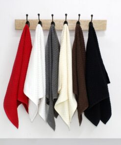Cotton Craft - 8 Pack - Euro Cafe Waffle Weave Terry Kitchen Towels - 16x28 Inches -Black - 420 GSM quality -Ringspun 2 Ply Cotton - Highly Absorbent Low Lint - Multi Purpose Black 27 81DANfoYcDS