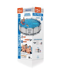 Bestway Steel Pro MAX 12 Foot x 30 Inch Round Metal Frame Above Ground Outdoor Backyard Swimming Pool Set with 330 GPH Filter Pump 12' x 30" 25 81DDNibW9 L