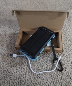 Power-Bank-Portable-Solar-Charger-30000mAh Battery Pack with Emergency LED Flashlight & 2x2.1A USB-A Output Ports Compatible with iPhone 14/13 Series, Samsung, and More, Perfect for Hiking, Camping Blue&Black 36 81DHPMDIuwL