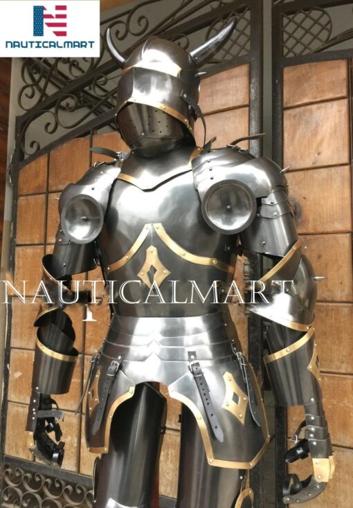 Medieval Full Suit of Armor Wearable Knight Gothic Suit with Horns 15th Century