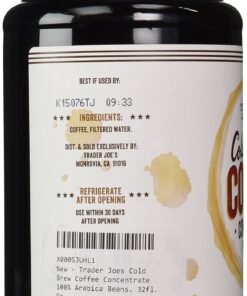Trader Joe's Cold Brew Coffee Concentrate 100% Arabica Beans, 32 fl. oz. Trader 32 Fl Oz (Pack of 1) 5 81DISX0FsHL