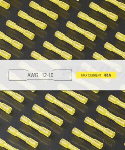 haisstronica 120PCS 12-10 Awg Yellow Heat Shrink Butt Connectors-Tinned Red Copper 1mm-Marine Grade Insulated Crimp Wire Connectors-Waterproof Electrical Connectors-Butt Splice for Marine,Boat,Stereo Yellow AWG 12-10 12 81DJD3P9JL