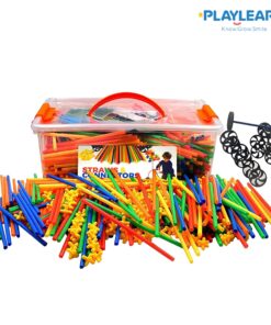 Playlearn LARGE 816 Piece Straws Builders Construction Building Toy – 8 Inch Full Size Straws - Giant Pack with Wheels and Special Connectors 28 81DNylOijyL
