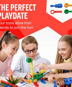 Brickyard Building Blocks STEM Toys - Educational Building Toys for Kids Ages 4-8 with 101 Pieces, Tools, Design Guide and Toy Storage Box, Gift for Boys & Girls 101 Piece 22 81DOnwyO0OL