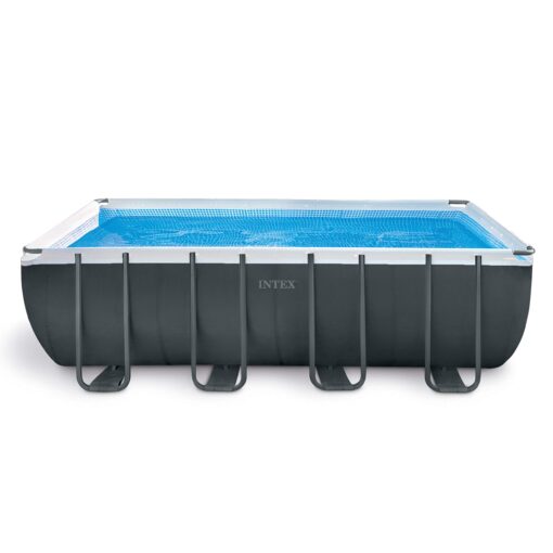 INTEX 26355EH Ultra XTR Deluxe Rectangular Above Ground Swimming Pool Set: 18ft x 9ft x 52in – Includes 1500 GPH Sand Filter Pump – SuperTough Puncture & Rust Resistant – Easy to Assemble with Sand Filter Pump