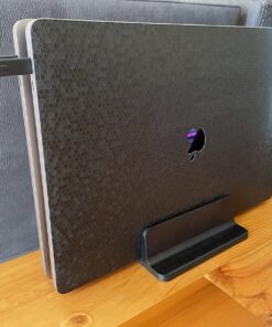 OMOTON [Updated Dock Version Vertical Laptop Stand, Double Desktop Stand Holder with Adjustable Dock (Up to 17.3 inch), Fits All MacBook/Surface/Samsung/HP/Dell/Chrome Book (Black) Black 38 81DUBt7ynEL