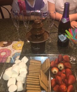 Nostalgia 8-Ounce Chocolate Fondue Fountain, Half-Pound Capacity, Easy to Assemble 3 Tiers, Perfect for Nacho Cheese, BBQ Sauce, Ranch, Liqueurs, 0.5 Pound, Brown 19 81DURXGsqFL