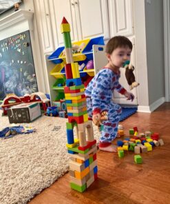 Cubbie Lee Premium Wooden Building Blocks Set - 100 pc for Toddlers Preschool Age - Classic Hardwood Plain & Colored Small Wood Block Pieces for Boys & Girls - Classic Build & Play Toy 31 81DWbFkuNGL