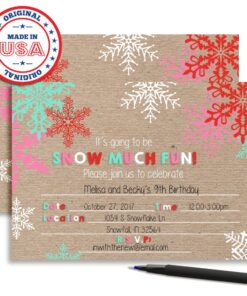 Snow Much Fun Snowflake Birthday Party Invitations, 20 5"x7" Fill In Cards with Twenty White Envelopes by AmandaCreation 8 81DWy1keIL