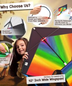 AGREATLIFE Rainbow Kite for Kids & Kites for Adults Easy to Fly, Kites for Kids Ages 4-8 Easy to Fly, Large Kites for Kids Ages 8-12, Kites for Toddlers Age 3-5, Beach Kite, Kids Kite for Beginner Classic Rainbow 29 81DXm9oMZPL 2
